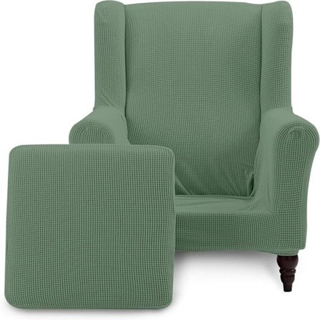 (Oliiviöljy Vihreä) Siipituolin Päällinen, Liukumaton Nojatuolin Päällinen Jacquard Spandex Kangas Joustavalla Pohjalla W