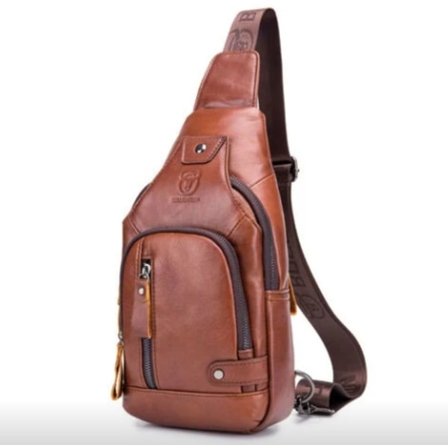 Herre Brystveske i Skinn Messenger Bag Skulderveske Egnet For Sport Eller Fritid Brun Ryggsekk Bryst Mykt Skinn Hengende Veske Trendy Bryst