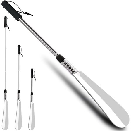 Uttrekkbart skohorn, løfter 27 til 70 cm, skohjelper, reise-skohorn med langt håndtak for eldre, metallskohorn for menn, barn eller voksne, kan 