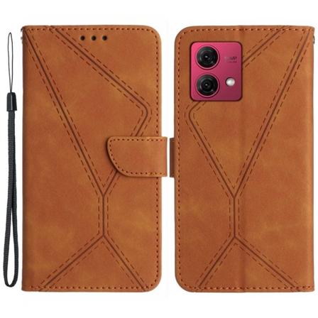 SKALO Motorola Edge 40 Neo 5G Kohokuvioitu PU Nahka Lompakkokote Brown