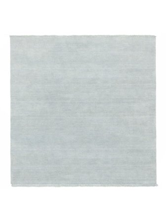 Tapis De Laine Handloom Fringes Bleu Poudré Carré Grand