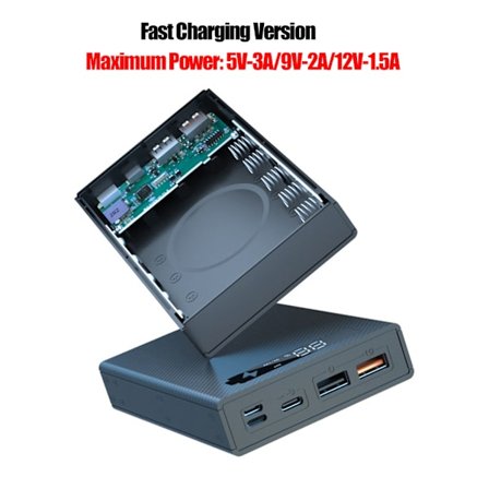 QC3.0 PD 5x18650 Batterier DIY Power Bank Box Hållare för case Snabbladdare för skal Löstagbar LCD-skärm DIY-tillbehör