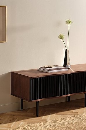 Jotex - Tv-bord Walnut and charcoal black. metal: black sand - LÖVSTRAND - Køb TV-bord hos Jotex