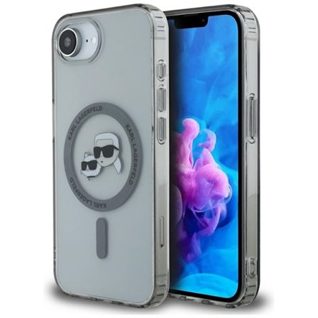 Karl Lagerfeld IML Metall Karl & Choupette Heads MagSafe iPhone 16e-etui - svart