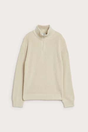 Kappahl | Stickad tröja med dragkedja | Beige