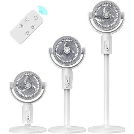 OBOSOE Gulvventilator / Bordventilator med Fjernbetjening – Justerbar Timer og Vindtilstand