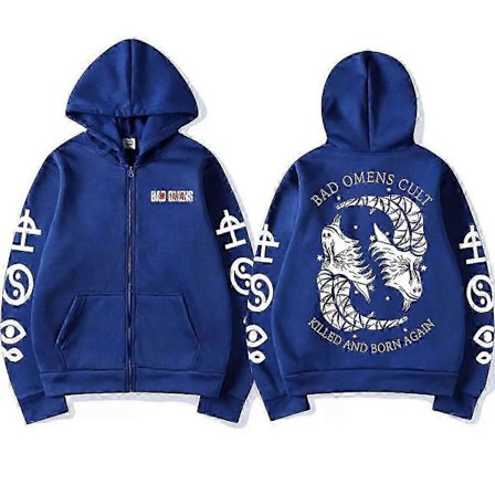 Rock Band Bad Omens Cult Killed and Born Again Dubbelsidig Tryck Dragkedja Hoodie Herr Dam Vintage Punk Gotisk Zip Up Jacka