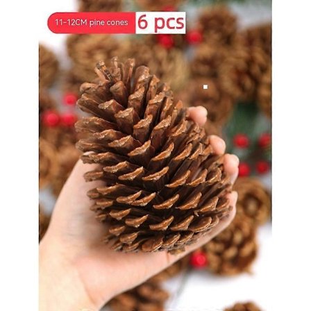 11-12cm 6 stk Naturlige Furukongler, Store Furukongler, Naturlige Furukonglepynt Store Furukongler til Høst- og Vinterdekorasjon