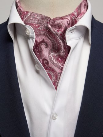 John Henric Men's Ascot à Double Pointe en Soie Rose Paisley Size Onesize