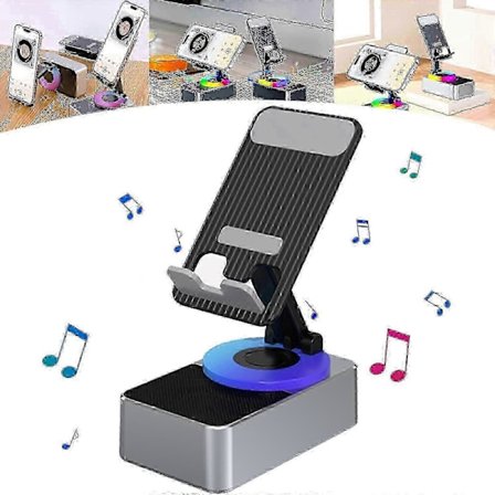 3-i-1 Bluetooth Audio Powerbank Fäste Telefonhållare HiFi Högtalare Stativ Surfplatta