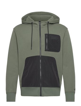 Mix Media Zip Through Hoodie Calvin Klein Jeans Green