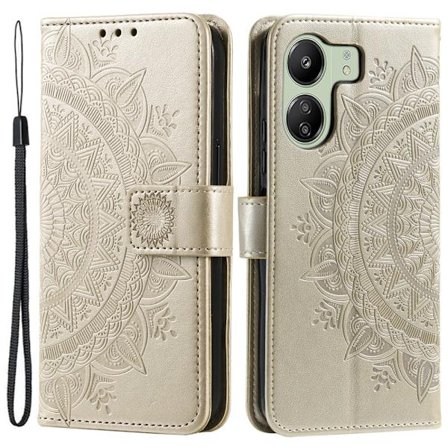 SKALO Xiaomi Redmi 13C 4G Mandala lompakkokotelo - Kulta