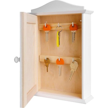 Væghængt Nøgleboks Hvid Creative Deco 6 Krog Opbevaring 20 x 6 x 29,5 cm