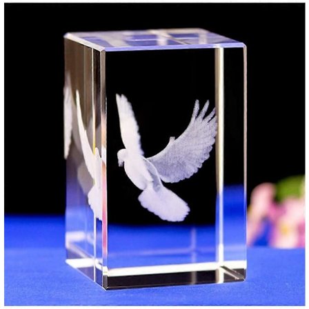 Kristallilasi Rauhankyyhkypatsas, 3D-laseretsattu kristallikoriste, lahjapakkauksessa taide-esine, kodin sisustuselementit (Fww)