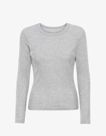 Women Organic Rib LS T-Shirt - Heather Grey - L