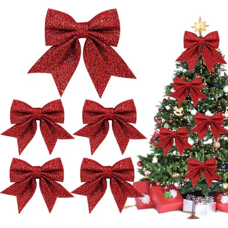 5 stk. Glitter Julebuer, Store Julebuer, Glitterbuer