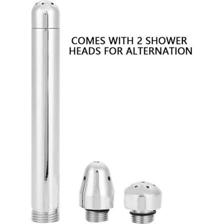 Analrengörare - Pas - 14,5 cm - Zinklegering - 2 Duschmunstycken - Silver