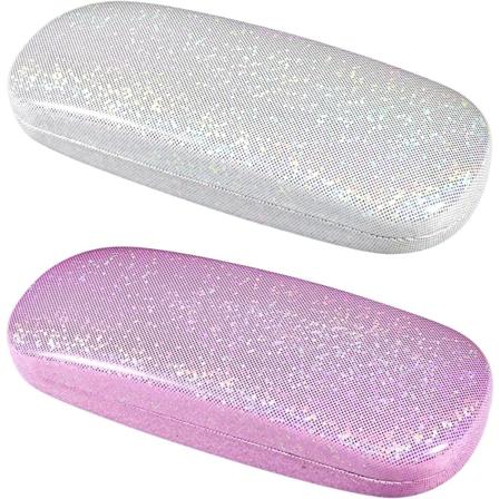 2 stk rosa hvitt hardt skall brilleretui bling PU lær glas