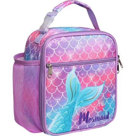 Madkasse til piger, isoleret madkasse til børn, bærbar køletaske til skole, med flaskeholder, vandafvisende foring, lyserød enhjørning