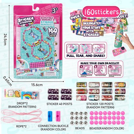 STICKI ROLL DIY Perlearmbåndssæt, Kreativt Håndværkslegetøj til Børn, Sjov Smykkefremstillingsaktivitet"**Sticky Notes-160 Stickers