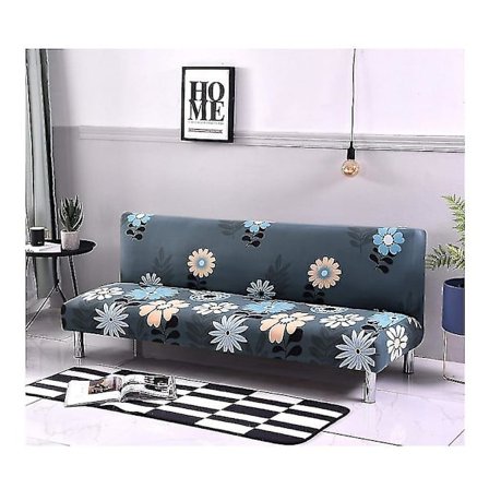 Soffa Säng, Futon Överdrag, Soffaöverdrag Stretch Armlös Halksäker Elastisk Full Vikbar Soffa Skydd Passar Vikbar (Mörkgrå)