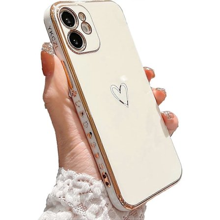 Yhteensopiva iPhone 12 Mini -kotelon kanssa naisille tytöille, ylellinen pinnoitettu reunapuskuri söpö kotelo täydellä kameran linssinsuojuksella 