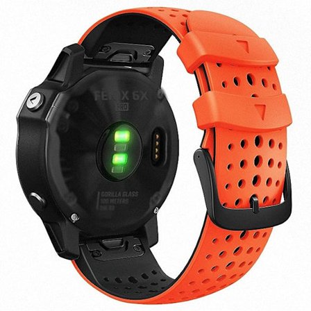 Quickfit 26 mm silikon mjuk sport vattentätt andningsbart armband för Garmin Fenix 5X Plus, Fenix 6X Pro/safir, Enduro, Tactix Bravo