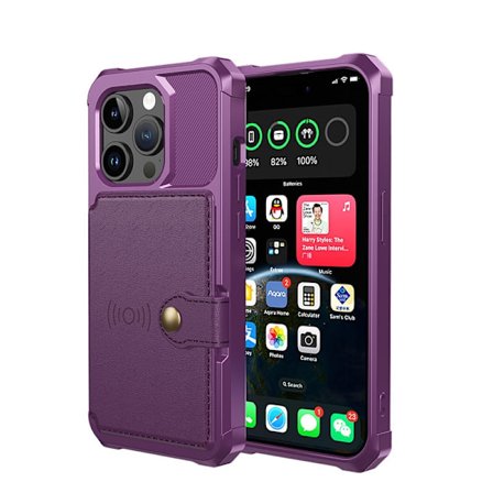 Etui til iPhone 16 Plus lilla kortslot pung multifunktion