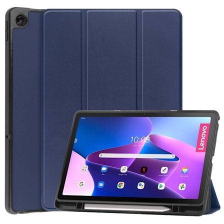 Tri-fold läderfodral för Lenovo Tab M10 Plus (Gen 3) - Mörkblå