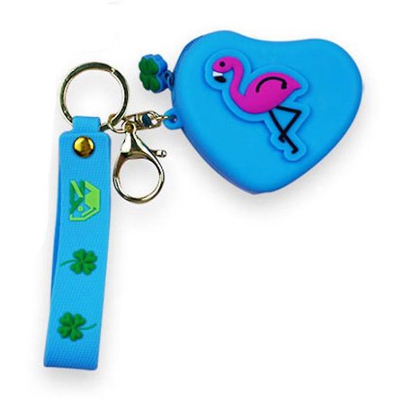 Kreativ tecknad silikon myntplånbok nyckelring flamingo mode söt väska hänge hörlursförvaring nyckelring