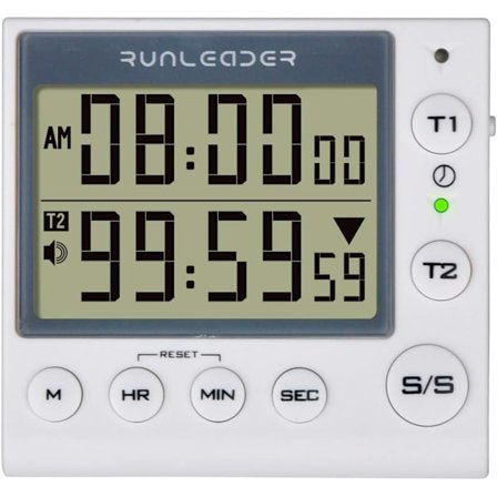 2-kanals timer med klokke kjøkken timer alarmklokke digital min
