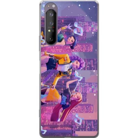 Yhteensopiva Puhelinkuori Sony Sony Xperia 1 II Tulevaisuutta ennakoiva K-Pop Demon Hunters tyttöryhmän kuvitus neonkaupungin popkulttuuriestetiikal