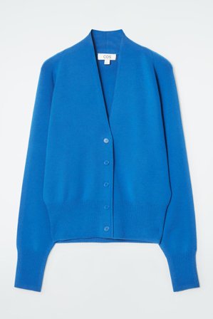 COS Women's Waisted Knitted Cardigan in Bright Blue
