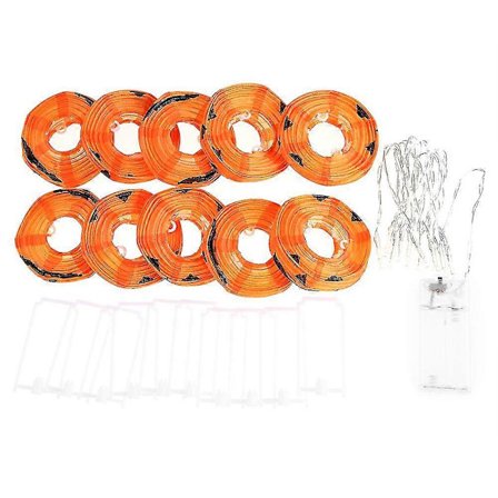 10 Led Græskar Grimasse Lanterne Fe Lys Kæde Halloween Fest Rekvisitter Dekorationer-lingling}