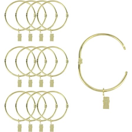 Høykvalitets helt nye 12-paknings gardinringer som kan åpnes med klips Metallhengere Ring 3 tommer Innvendig diameter Rustsikker for tunge gardiner