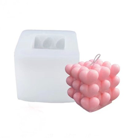 1 stk. 3D boblehjerte stearinlysform silikone stearinlysform - DIY stearinlysform - chokoladeform - harpiksform - silikoneform