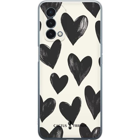 Kompatibelt Mobildeksel til OnePlus OnePlus Nord N200 5G Cactus and Friends - Bold Black Love Pattern