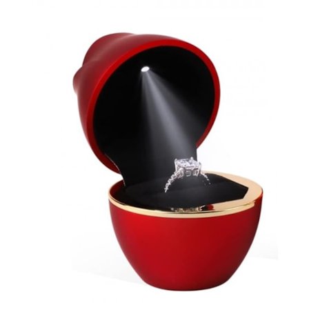 Roseformet forlovelsesringæske LED-ringæske smykkeæske til rød vielsesringæske bryllup til ægteskab