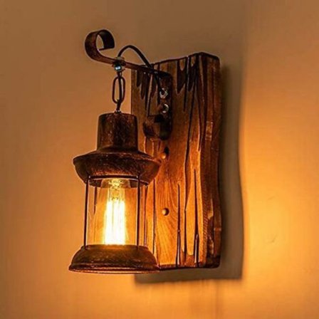 Retro Vegglampe i Tre Kreativ Vegglampe Tre Kunst Lanterne