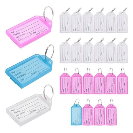 25 kpl Monivärisiä Muovisia Avain ID -lappuja 2 cm:n halkaisijalla Avaimenperä