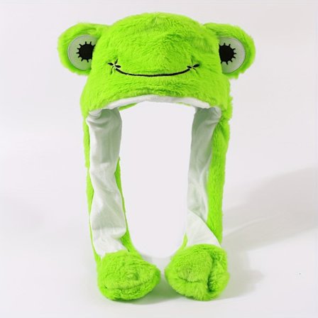 Morsom bevegelig øre frosk plysjhatt, varm vinterlue med skjerf