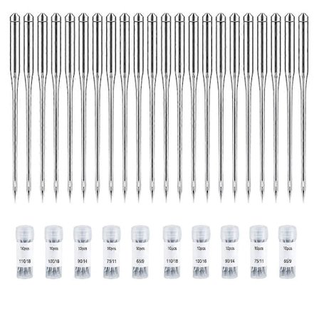 100 STK. Symaskinenåle Almindelig Spids Nål til Singer Assorteret Størrelse 65 9 75 11 90 14 1