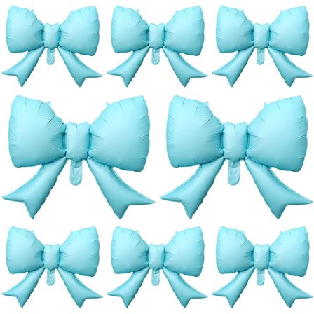 8 stk. blå sløjfe balloner, store festdekorationer til babyshowers, fødselsdage, kvinde- og mandefester, sløjfe-tema festartikler