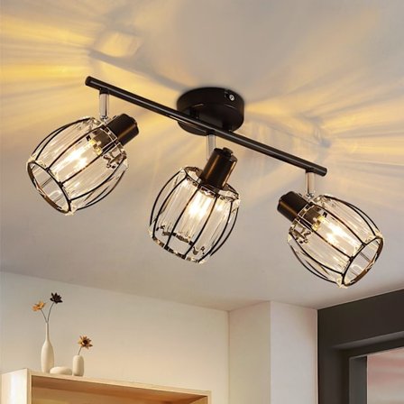 NETTLIFE Taklampa Spotlight 3 Lågor Retro E14 Taklampa Kristall Lampskärm Hotell