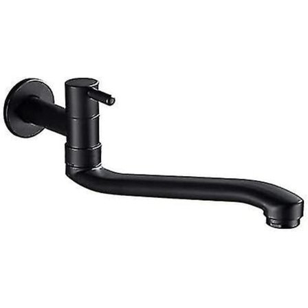 Vaskeromsbatteri Svart Veggmontert Kaldtvannsbatteri for Vaskemaskin, Mops, Basseng, Hagekraner (21cm)