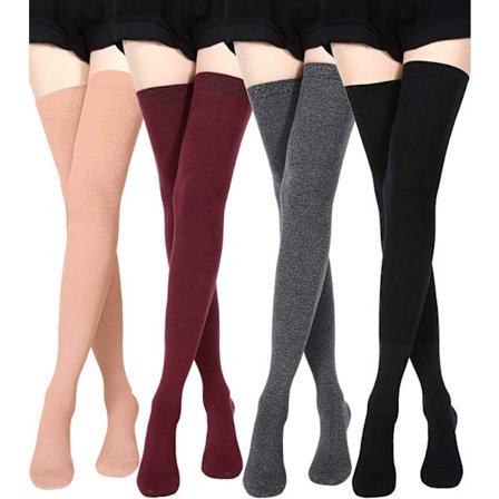INIOR Ekstra Lange Sokker Lårhøye Bomullsstrømper Ekstra Lange Støvelstrømper for Kvinner