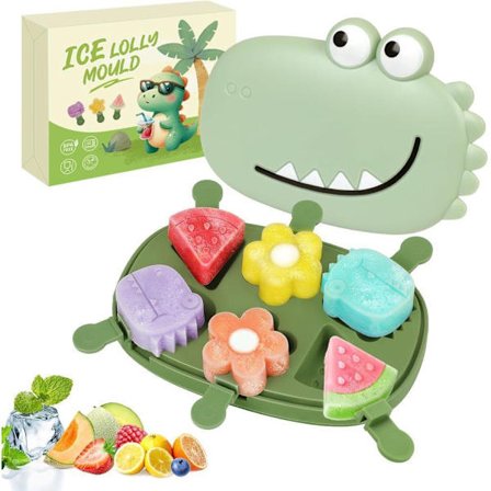 Silikonform för glass med 6 fack, söt isglassform BPA-fri för barn & vuxna, återanvändbar