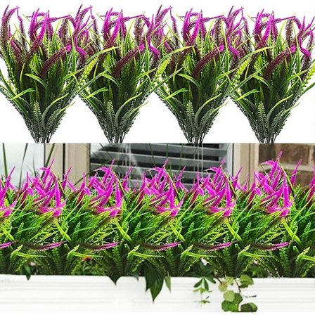 Kunstige utendørs planter Blomster 8 stk Kunstige plastplanter Kunstige blomster UV-bestandige planter (rød Setaria)