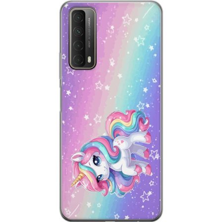Yhteensopiva Puhelinkuori Huawei P smart 2021 Stitch polaroid-kehyksissä sinisillä pastellisävyillä ja suloisilla ilmeillä kollaaseissa sydämillä