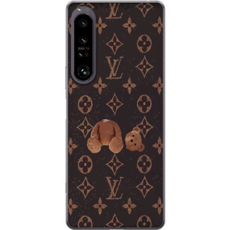 Kompatibel Mobilcover til Sony Sony Xperia 1 IV Luksuriøst monogrammønster med knust bamse i mørk modeæstetik